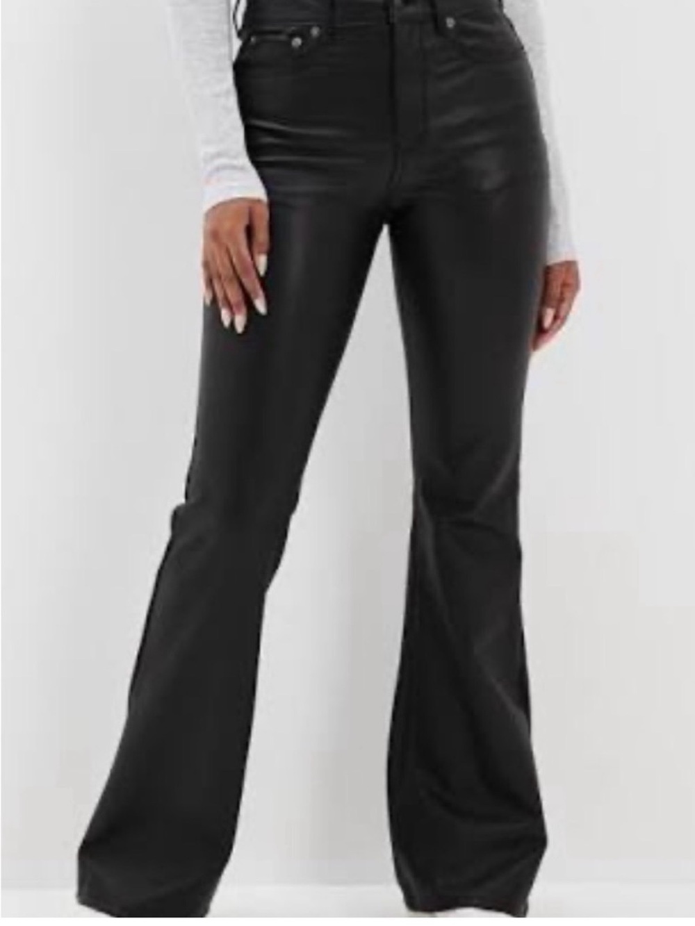American Eagle Outfitters Black Faux Leather Flare Pants